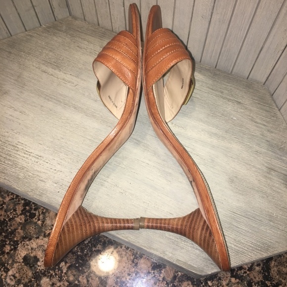 Via Spiga Brown Leather Heeled Slide Size 10M - Picture 5 of 6